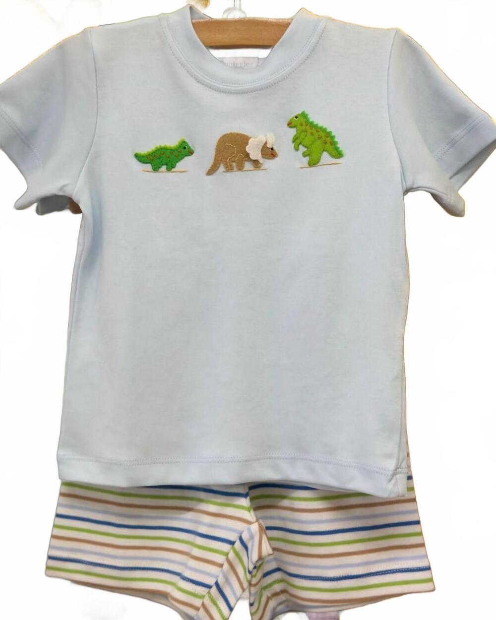 NEW SQUIGGLES kid's dinosaurs short set in blue